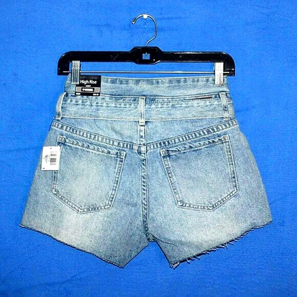 Rock & Roll Denim High Rise Belted Denim Shorts Blue NWT